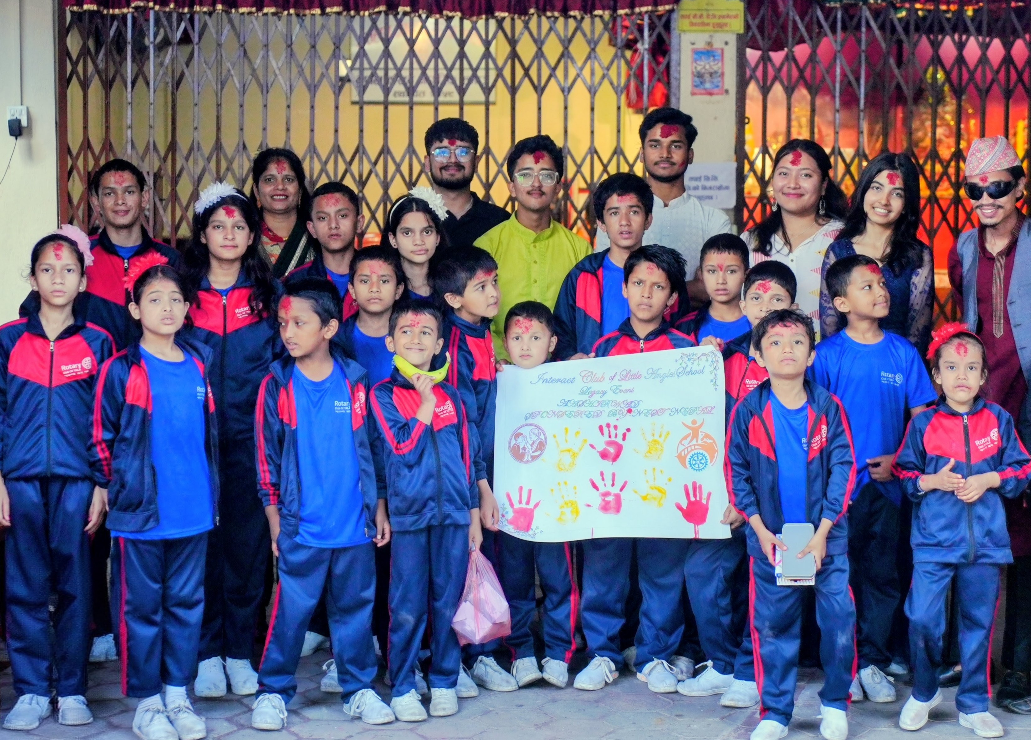 Interact Club of Little Angels' School members at a community service project